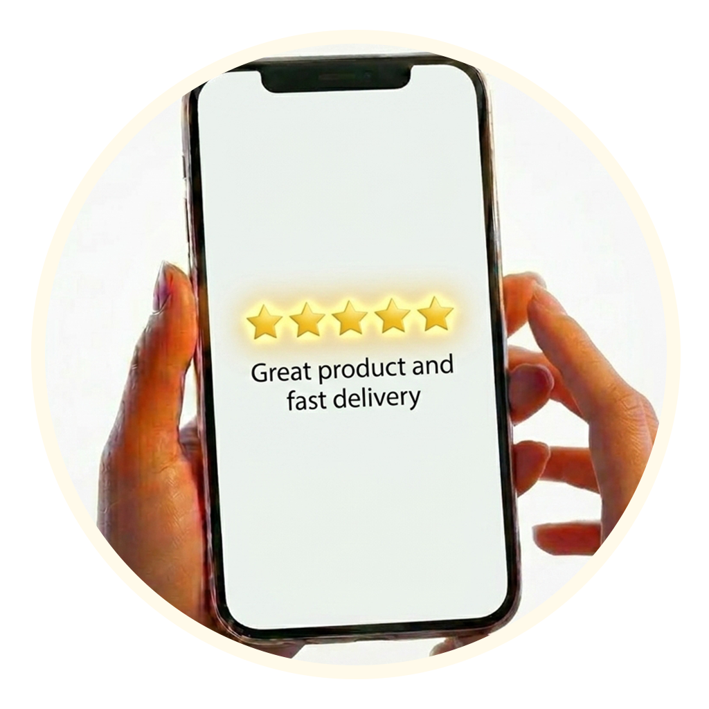 Customer leaving a glowing review