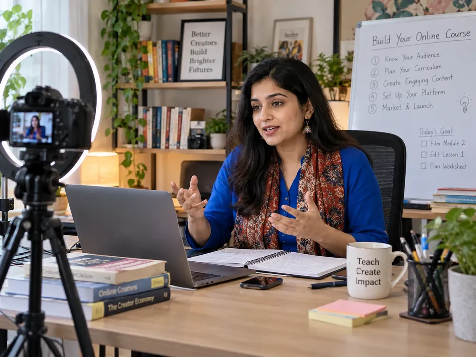 A course creator recording a lesson